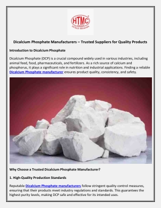 Dicalcium Phosphate Manufacturers