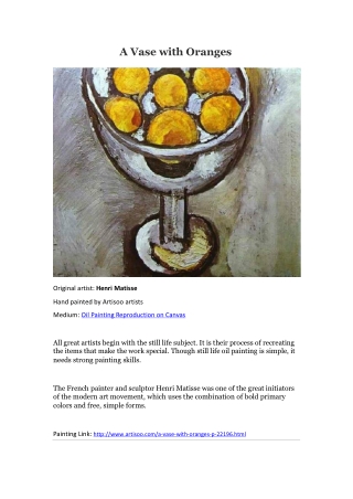 A Vase with Oranges--Artisoo