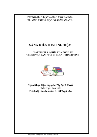 SKKN Giải thích ý nghĩa của động từ trong văn bản: "Tôi đi học"