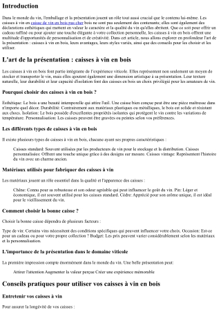 L'art de la présentation : caisses à vin en bois