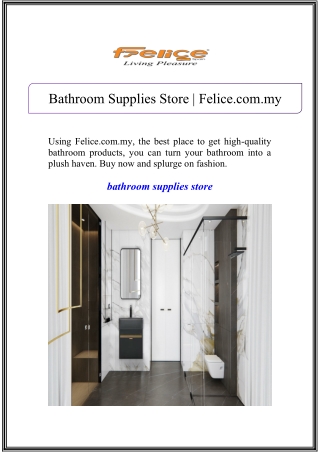 Bathroom Supplies Store | Felice.com.my