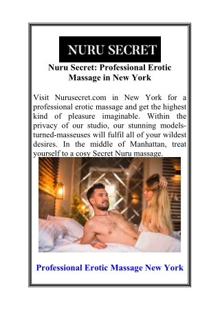 Nuru Secret Professional Erotic Massage in New York