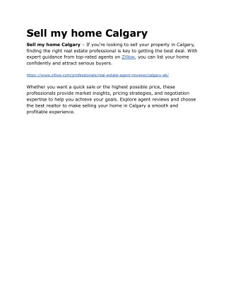 Sell my home Calgary