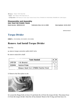 Caterpillar Cat D6H TRACK-TYPE TRACTOR (Prefix 1FJ) Service Repair Manual Instant Download (1FJ04000 and up)