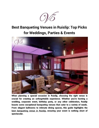 Best Banqueting Venues in Ruislip_ Top Picks for Weddings, Parties & Events