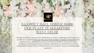 Banquet Hall Under 1000 Per Plate in Janakpuri West DelhiPlanner