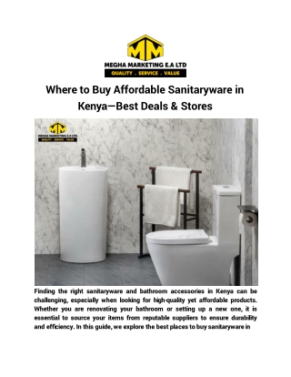 Where to Buy Affordable Sanitaryware in Kenya—Best Deals & Stores