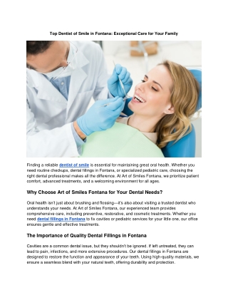 Dentist of Smile: Quality Dental Fillings & Pediatric Care in Fontana