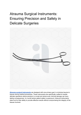 Atrauma Surgical Instruments_ Ensuring Precision and Safety in Delicate Surgeries