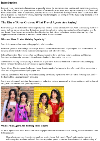 The Rise of River Cruises: What Travel Agents Are Saying!