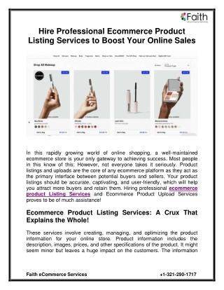 Hire Professional Ecommerce Product Listing Services to Boost Your Online Sales