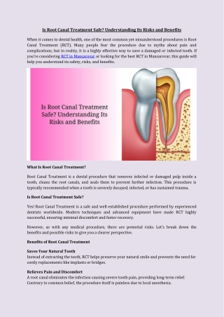 Is Root Canal Treatment Safe Understanding Its Risks and Benefits