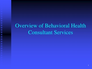 Overview of Behavioral Health Consultant Services