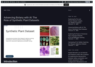 Advancing Botany with AI The Role of Synthetic Plant Datasets