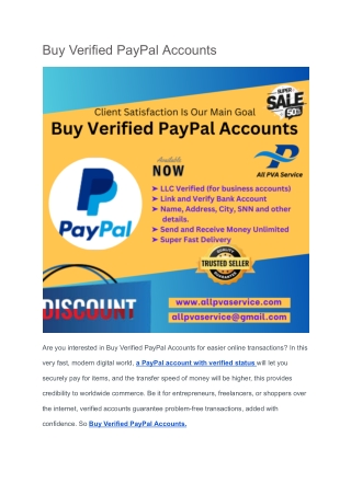 Buy Verified PayPal Accounts