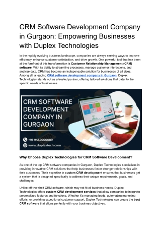 CRM Software Development Company In Gurgaon