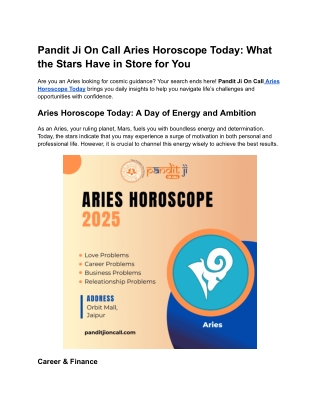 Aries Daily Horoscope: Love, Career & Health Predictions