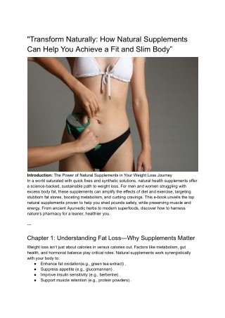 Supplements Can Help You Achieve a Fit and Slim Body”