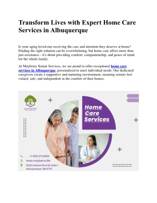 Transform Lives with Expert Home Care Services in Albuquerque