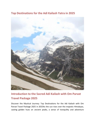 Top Destinations for the Adi Kailash Yatra in 2025