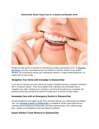 Diamond Bar Dental: Emergency Care, Wisdom Tooth Removal & Invisalign