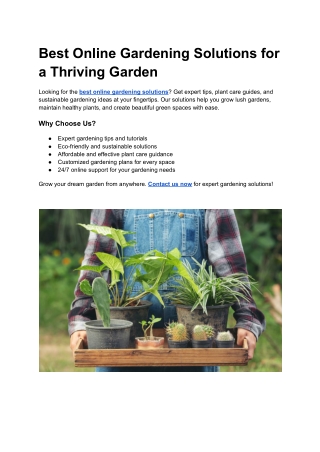 Best Online Gardening Solutions for a Thriving Garden