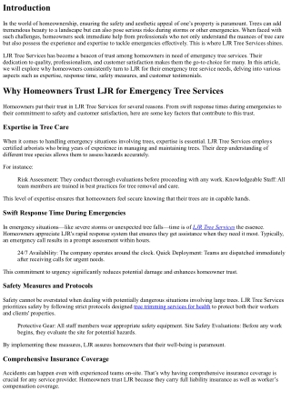 Why Homeowners Trust LJR for Emergency Tree Services