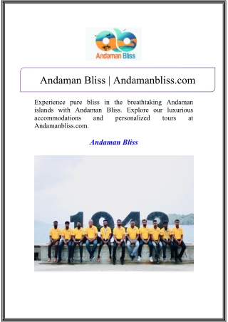 Andaman Bliss | Andamanbliss.com