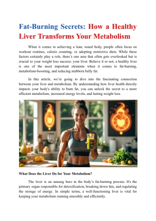 Fat-Burning Secrets- How a Healthy Liver Transforms Your Metabolism