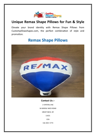 Unique Remax Shape Pillows for Fun & Style