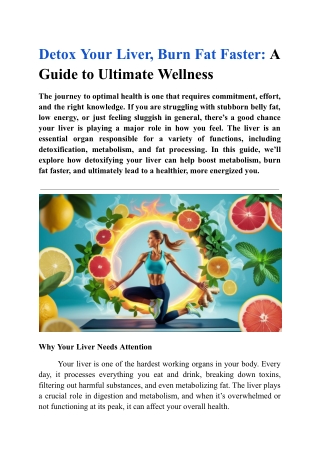 Detox Your Liver, Burn Fat Faster -A Guide to Ultimate Wellness