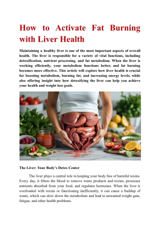 How to Activate Fat Burning with Liver Health