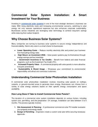 Commercial Solar System