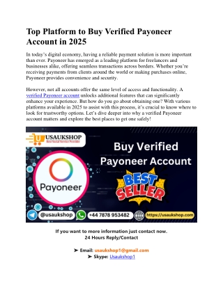 Top Platform to Buy Verified Payoneer Account in 2025