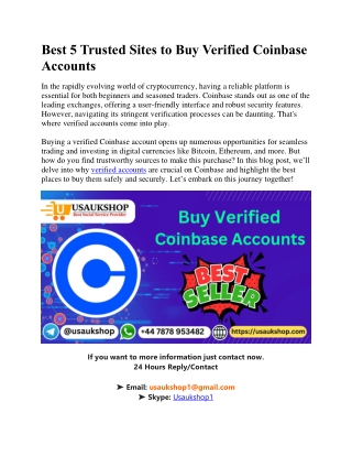 Best 5 Trusted Sites to Buy Verified Coinbase Accounts