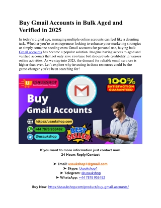 Buy Gmail Accounts in Bulk Aged and Verified in 2025