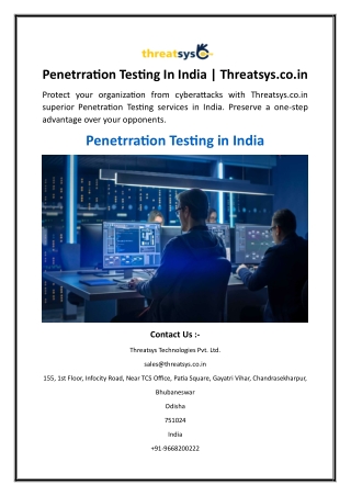 Penetrration Testing In India  Threatsys.co.in
