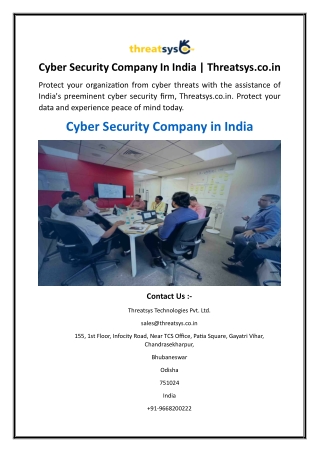 Cyber Security Company In India  Threatsys.co.in