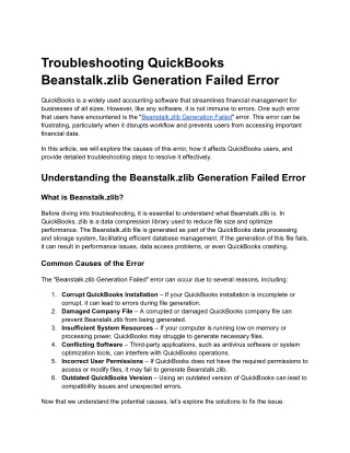 Troubleshooting QuickBooks Beanstalk