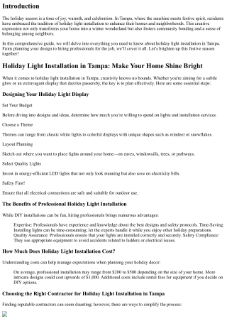 “Holiday Light Installation in Tampa: Make Your Home Shine Bright”