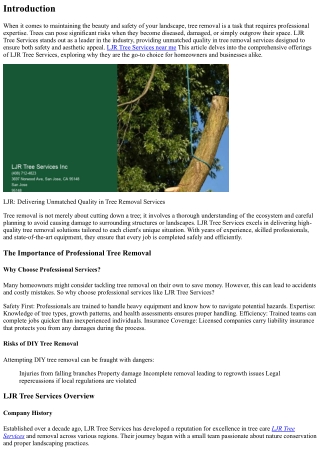 LJR: Delivering Unmatched Quality in Tree Removal Services