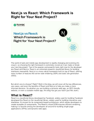 Next.js vs React: Which Framework is Right for Your Next Project?
