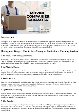 Moving on a Budget: How to Save Money on Professional Cleaning Services