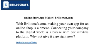 Online Store App Maker  Brillocraft.com