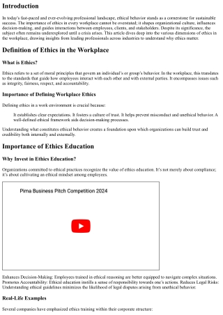 Why Ethics Matter: Insights from Leading Professionals