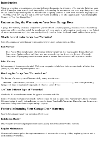 “Understanding the Warranty on Your New Garage Door”