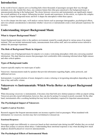 Voiceovers vs Instrumentals: Which Works Better as Airport Background Noise?