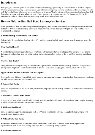 Exactly how to Choose the most effective Bail Bond Los Angeles Providers