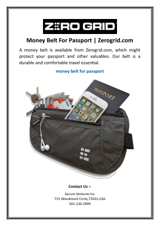 Money Belt For Passport | Zerogrid.com