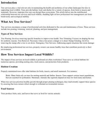 How Tree Services Impact Local Wildlife?